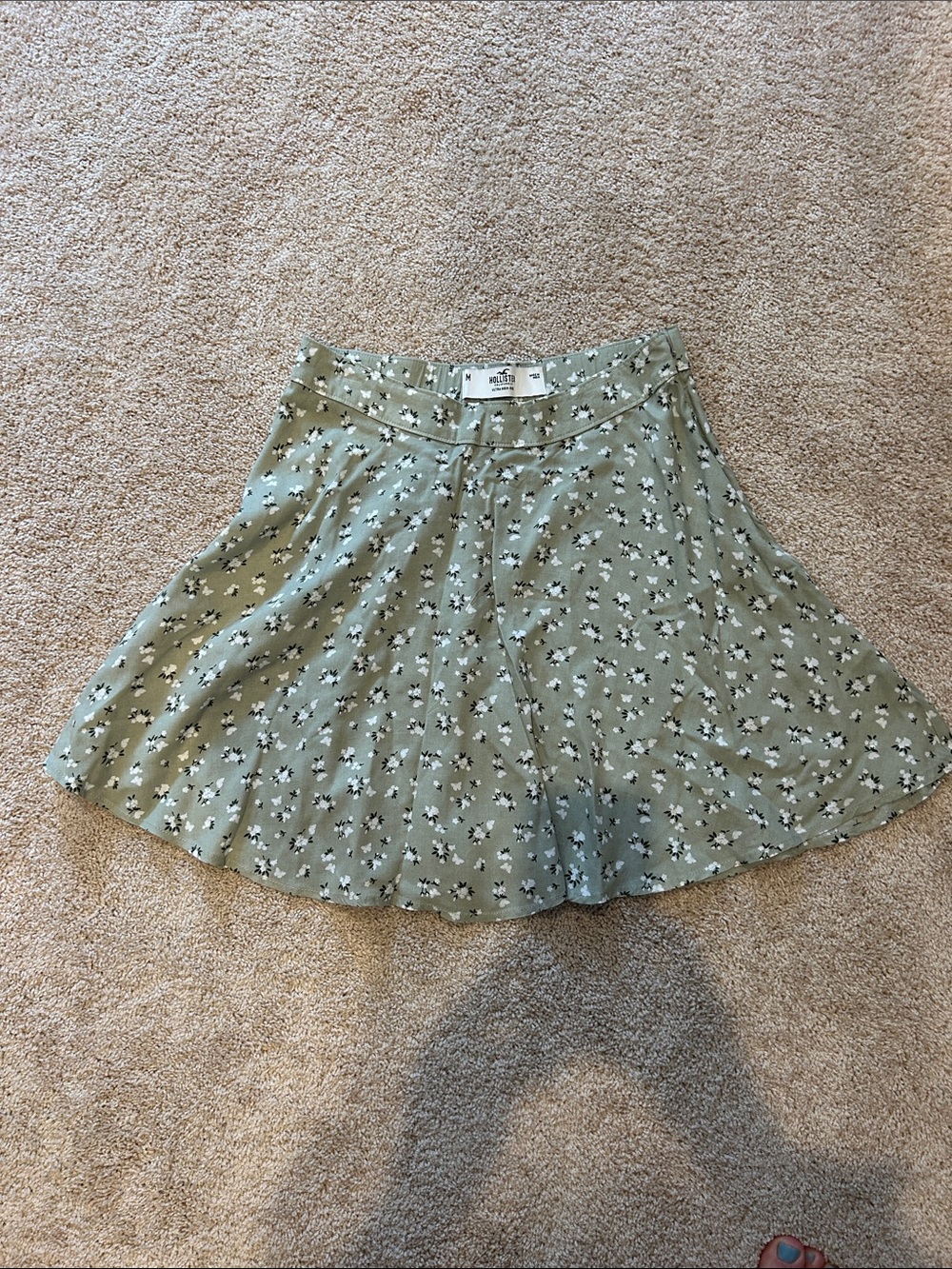 Hollister Sage Green Floral Skater Skirt
